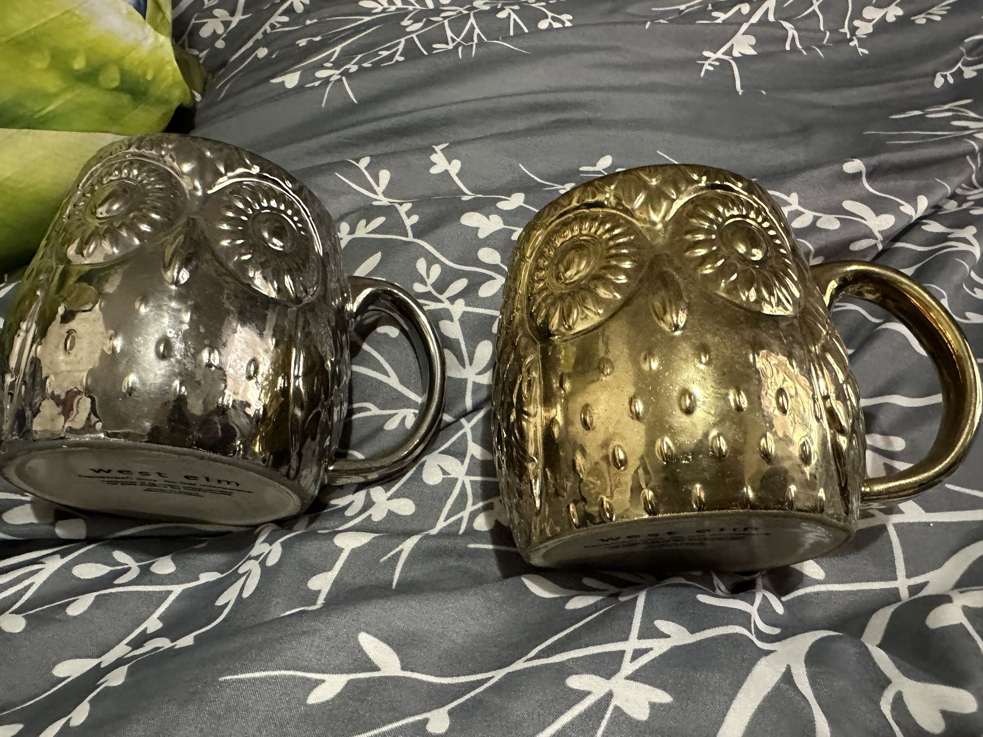 Silver And Gold West Elm Owl Mugs