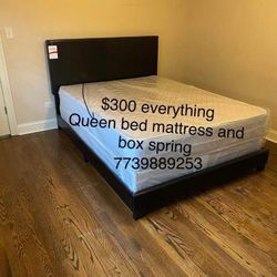 Queen Bed 🛏️ Headboard Frame Mattress And Box Spring All Included Brand New Same Day Delivery 🚚 Or Store Pickup 