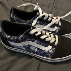 Kids Black & Purple Floral Vans