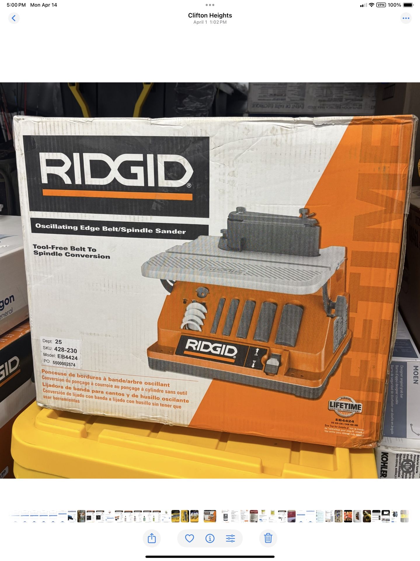 NEW RIDGID 5 Amp Corded Tilt Table Oscillating Edge Belt/Spindle Sander