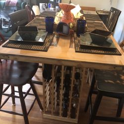 Bar Height Door Table w Wine Rack Legs