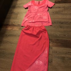 Hot Pink Floral Dress Set (L)