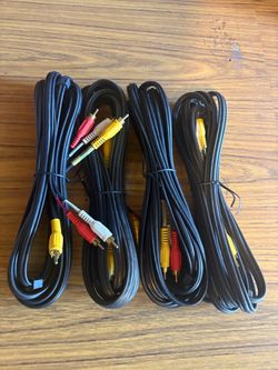 Lot of 4 12 ft RCA Composite AV Cables