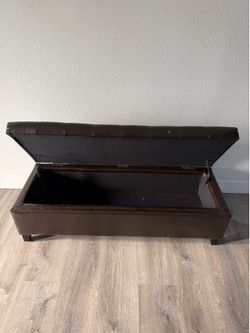 Leather ottoman with storage