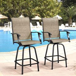 Payless 2pcs Outdoor Swivel Bar Stools For Patio All-Weather Bar Height Patio Chairs Furniture