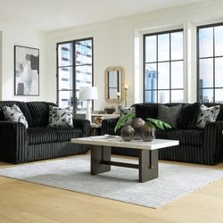 Corduroy Black By Ashley Sofa Loveseat 