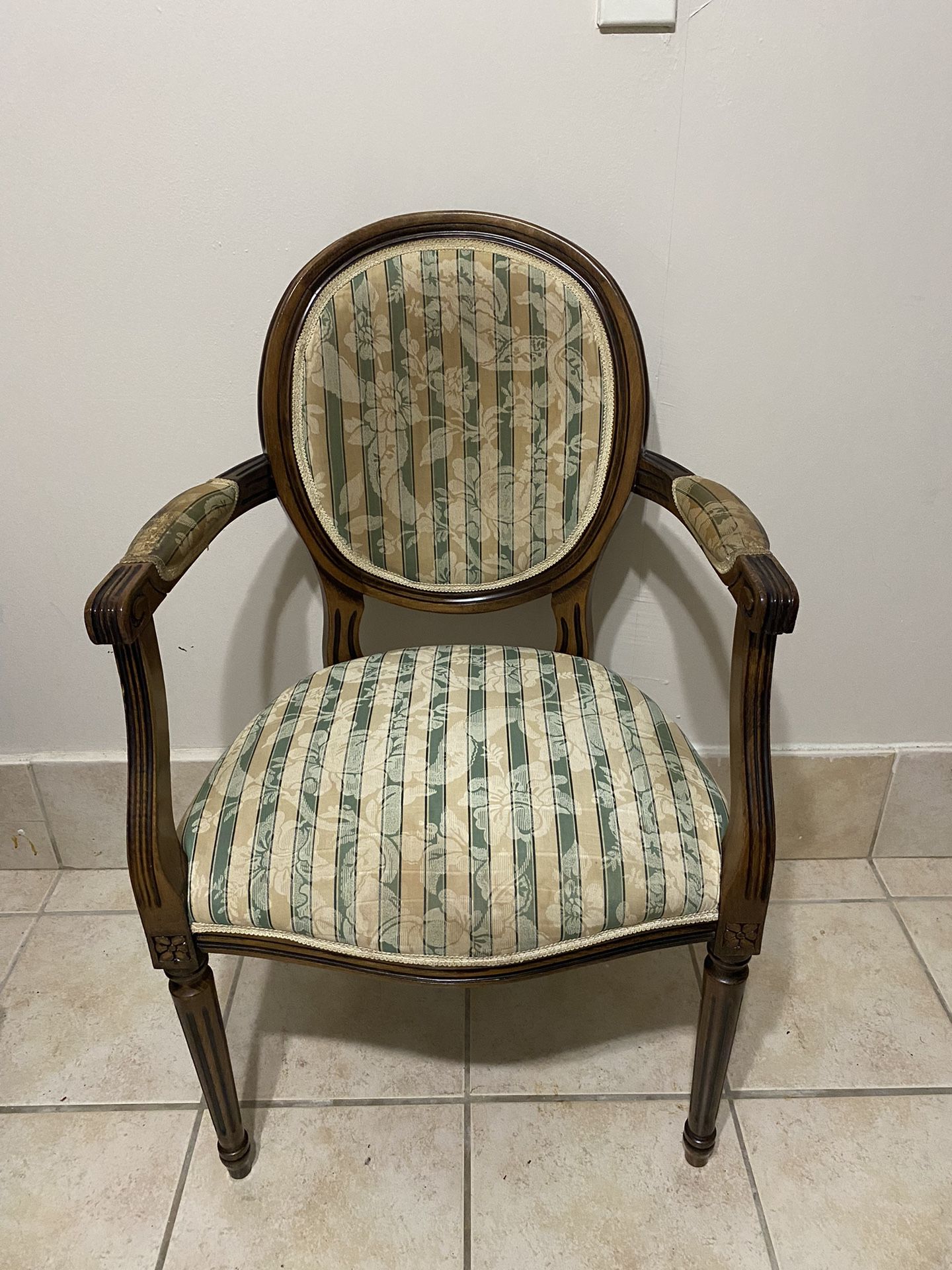 Ethan Allen French Louis XVI Upholstered, Nailhead Armchair 