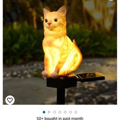 Garden Cat Decor Ornaments Outdoor Solar Light Lawn Decorations Cute Animal Stake Patio Yard Statue Waterproof Gifts for Cat Lovers