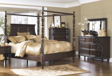 Solid wood king canopy bedroom set- serious inquiries only.