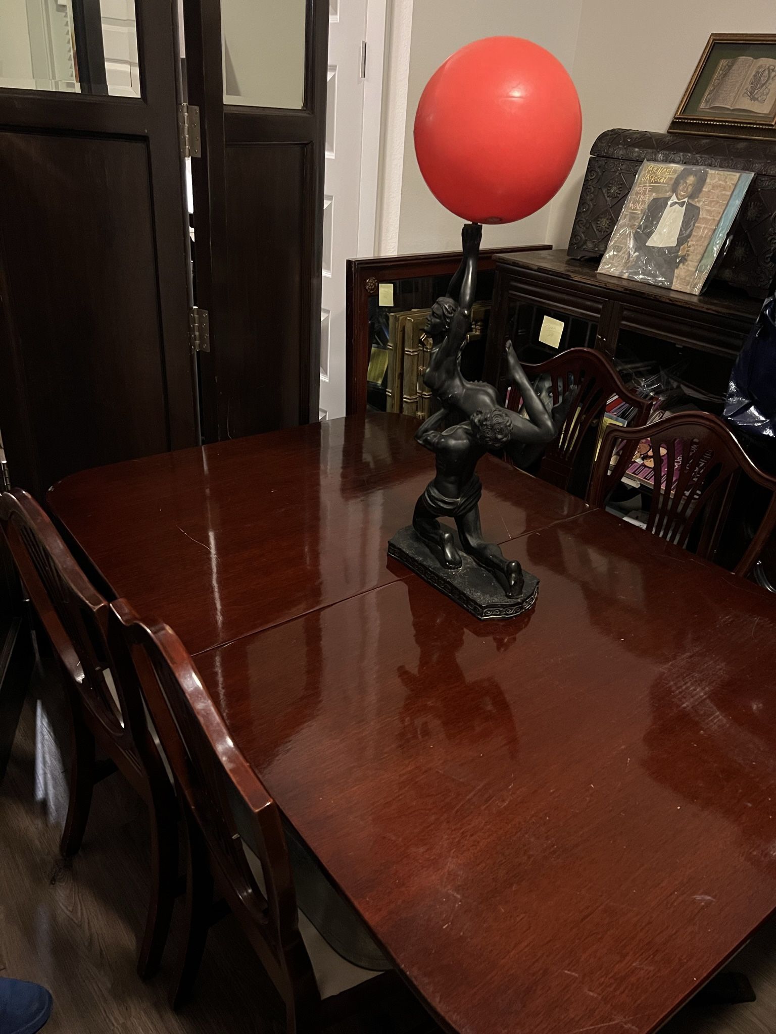 Antique Wooden Table + 6 Chairs