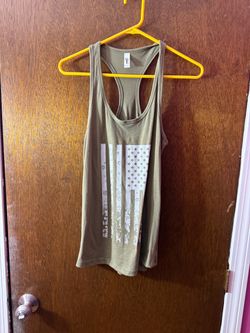 Kohls Olive Green American Flag Racerback Tank Top