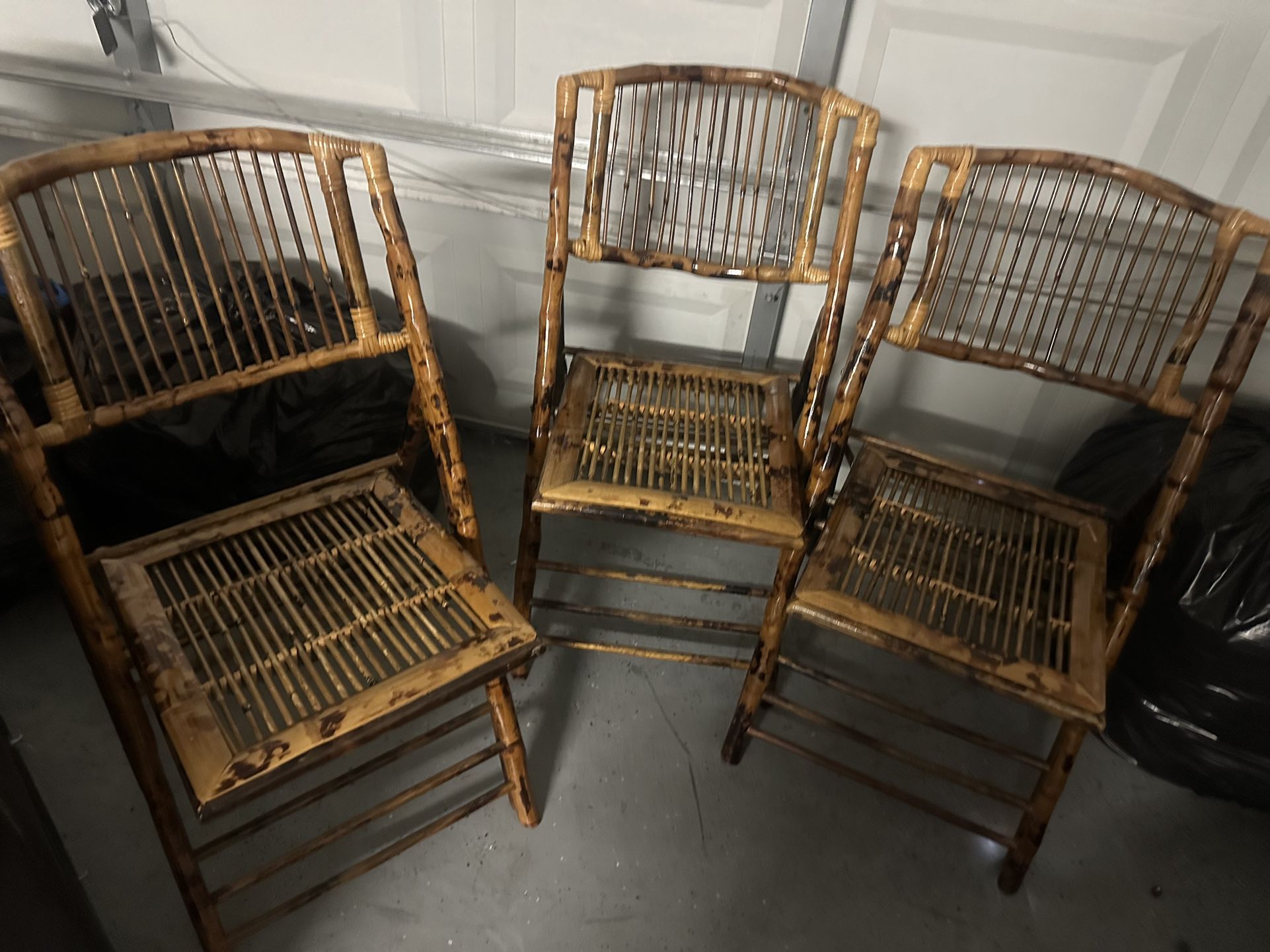 3  Patio Bamboo Chairs 