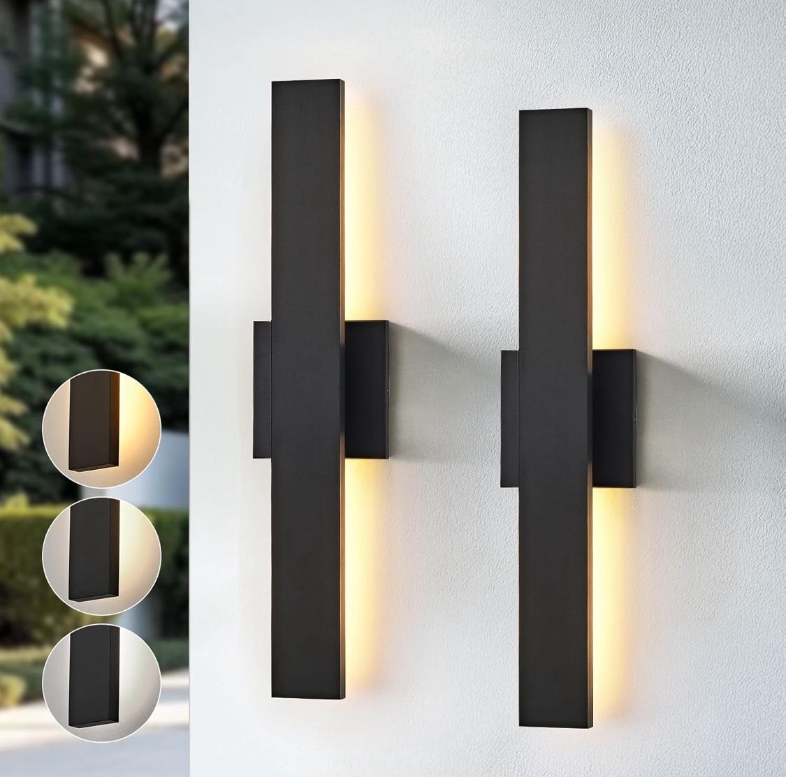 Brand New Hardwire 2 pack 23.6” Black Long Modern LED Outdoor Lights