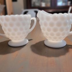 Milk Glass Cream and Sugar Set
