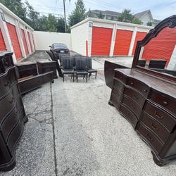 Full Bedroom Set + Dining Table – Solid Wood – Used (Made in Vietnam)