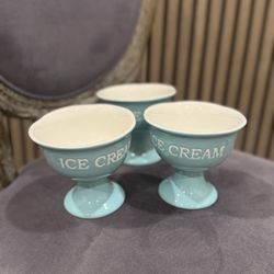 Teal Ceramic Ice Cream Bowl (qty 3)