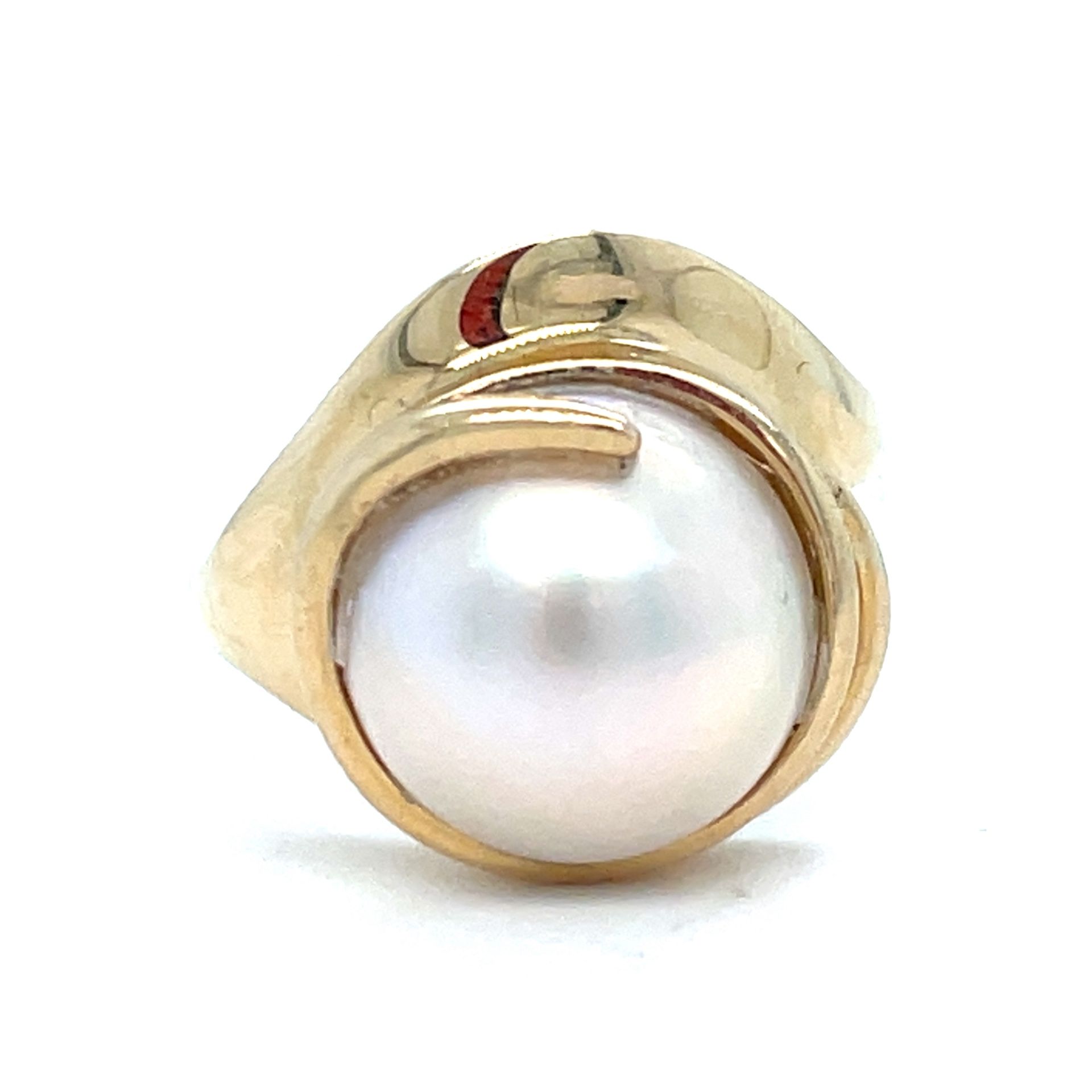 14Kt Yellow Gold Pearl Ring 7.40g Size 6.25” I-946