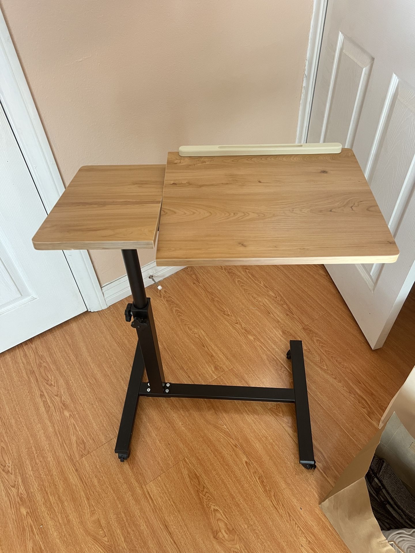 Over Bed Bedside Table with Wheels Adjustable Height and Tilt - Ideal Portable and Rolling Desk Mobile Rolling Cart Laptop Desk for Home, Office, and