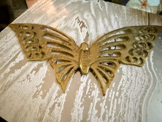 Vintage Brass Butterfly Wall Art | Mid-Century Modern | MCM Gold Metal Wall Decor | 12” Wide - unpolished