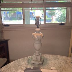 Carved Marble Lamp With Harp