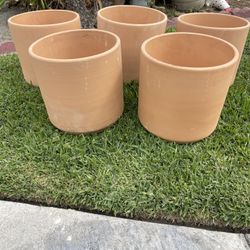Terracotta Cylinders Pots-Terracotta Planters (10.25” x 10.25” $35 each)