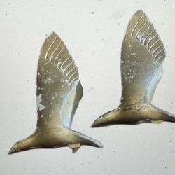 Vintage Two Brass Birds Vertical Wings Orientation Screw Bottom