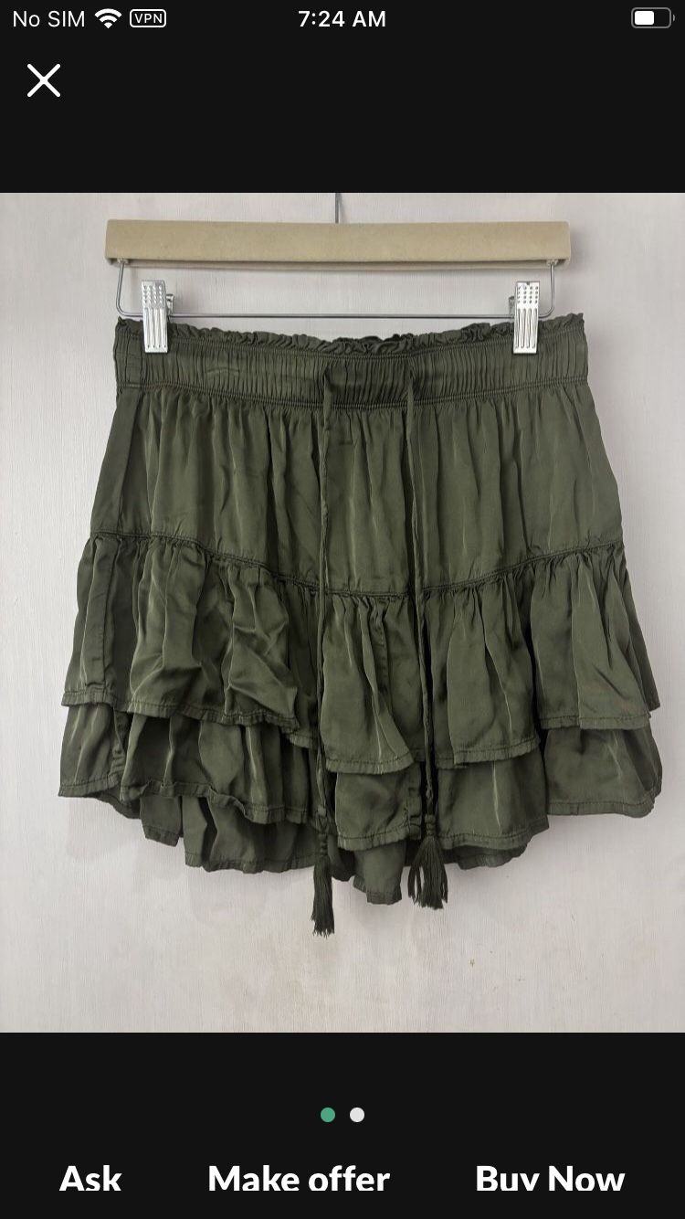 Aerie Sage Green Ruffle Mini Skirt S