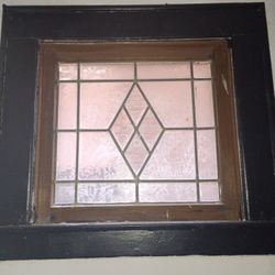 Vintage Leaded Frosted Windows 29 X 26