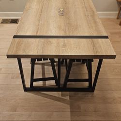 Hughes Dining Table and 4 Black Stools