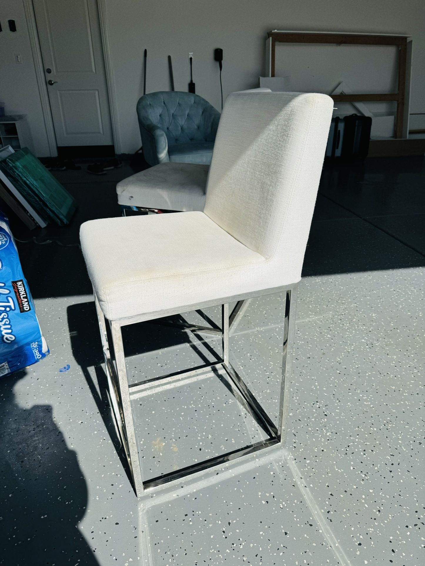 Two Upholstered Bar Chairs White