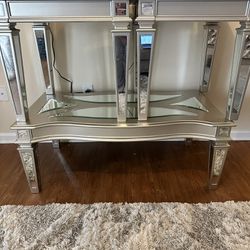 Grey Mirrored Living Room Tables: 2 end tables and 1 coffee table.