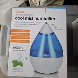 Crane Droplet - Ultrasonic Cool Mist Humidifier - 0.5 Gallon Tank New