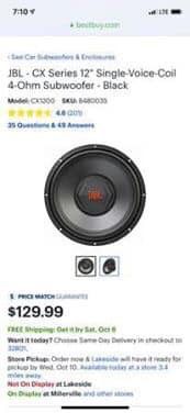12 inch subwoofer *New*