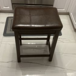 Two Leather Bar Stools 