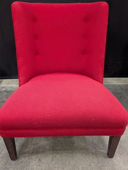 Vibrant Red Upholstered Accent Chair with Button Tufting