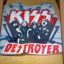 VINTAGE " LIQUID BLUE".  KISS 1976 TYE DYE T SHIRT SIZE 3XL