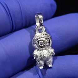 Custom 925 Sterling Silver 3D Printed Labubu Pendant 
