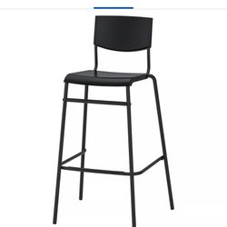Bar stool with backrest, black/black, 29 1/8 "
