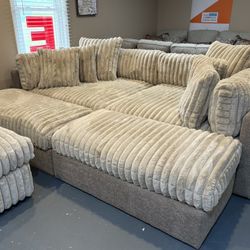 New Corduroy Sectional & Ottoman 