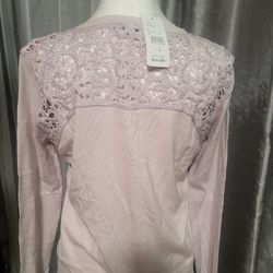 CAbi Lace yoke cardigan lilac