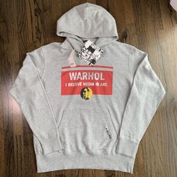 Uniqlo SPRZ NY Andy Warhol "Media Is Art" Grey Graphic Hoodie - Large NWT