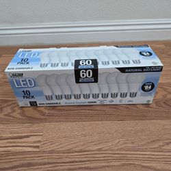 FEIT Electric LED Light Bulbs 10 Pack 60W Replacement Natural Daylight 5000K