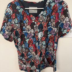 Cute Large Sketchers Doggy Womens Scrub Top. Good Condition!!
