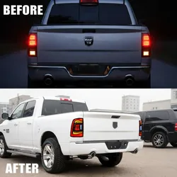 09-18 Dodge Ram 1500 2500 3500 Smoked Red LED Tail Lights Assembly With Sequential Turn Signal