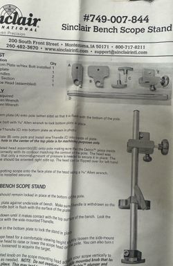 Sinclair bench scope stand