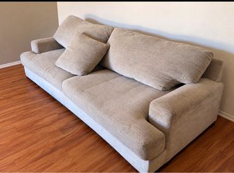 Light Gray Fabric Sofa with Cushions