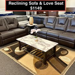 GREAT DEAL !!! New Sofá And Love Seat With 4 Recliners 