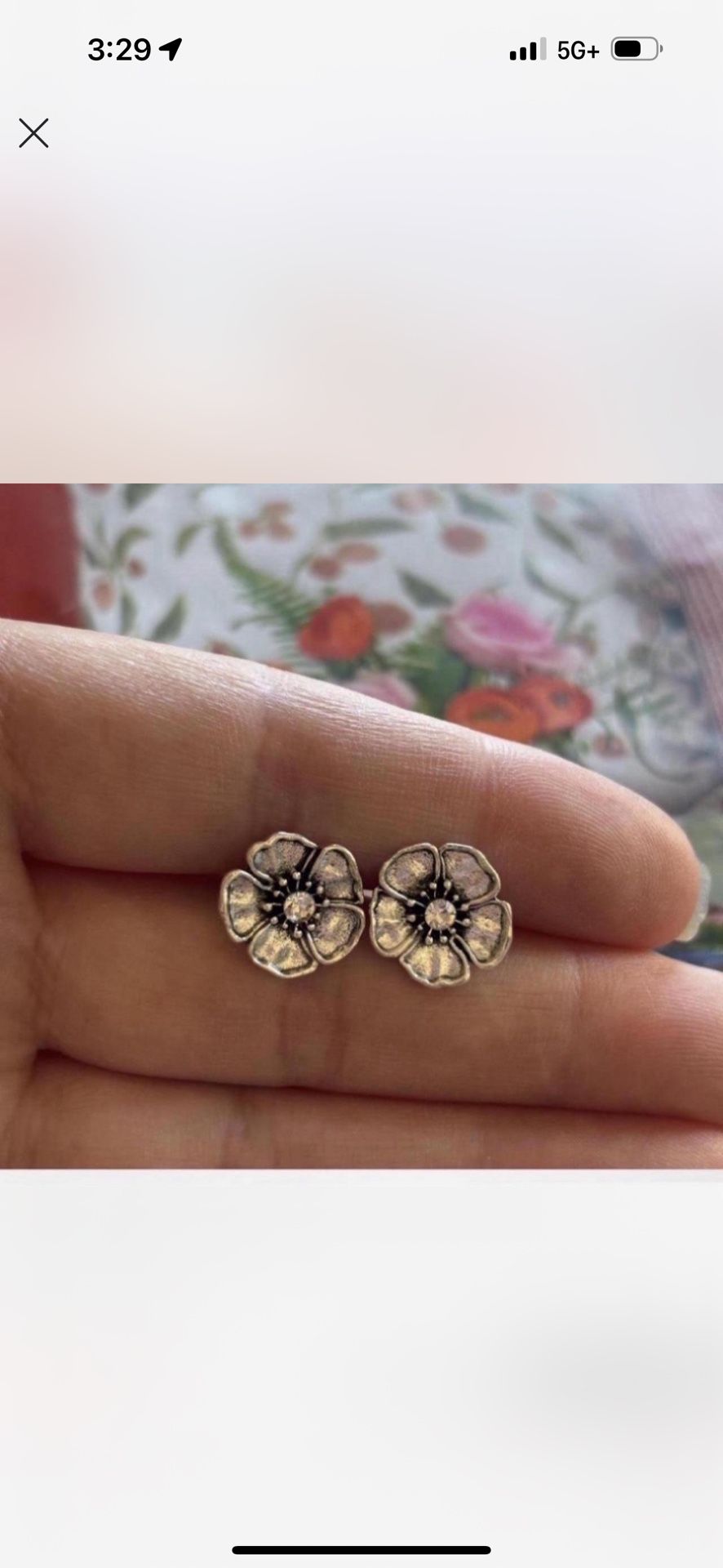 Tibetan Silver Flower Rhinestone Vintage Style Stud Earrings