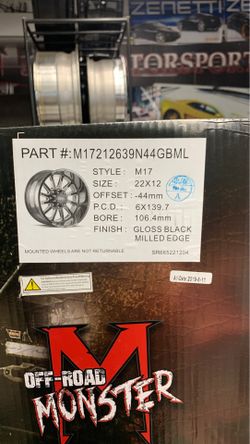 Off road wheels 22x12 6x139.7 for lifted Chevy