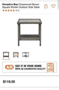 Brown Square Wicker Outdoor Side Table Hampton Bay